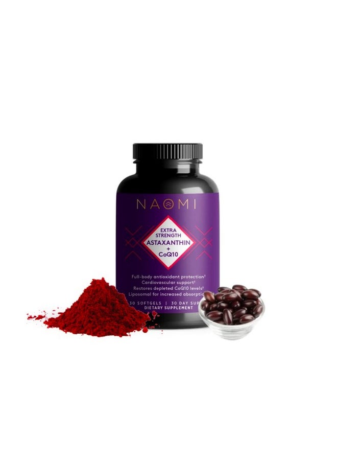 Naomi Extra Strength Astaxanthin + Coq10 Full Body Antioxidant Protection Cardiovascular Support Restore Depleted Coq10 Levels Liposomal For Increased Absorption  - Image 4