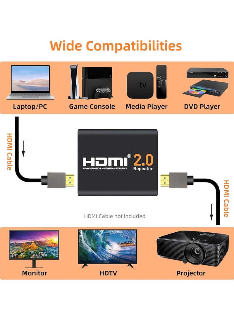 HDMI 2.0 Repeater 4K 2K 1080P 18Gbps 3D HDMI Amplifier Repeater Bandwidth Hdcp (2.2 Up to 60m/200ft Transmission Distance) - Image 2