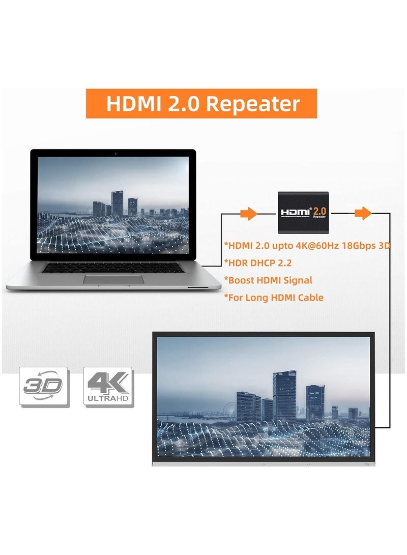 HDMI 2.0 Repeater 4K 2K 1080P 18Gbps 3D HDMI Amplifier Repeater Bandwidth Hdcp (2.2 Up to 60m/200ft Transmission Distance) - Image 3