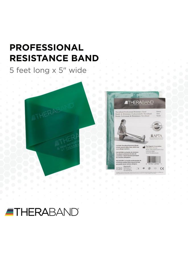 TheraBand Portable Fitness and Workout Professional Latex Resistance Bands for Rehabilitation, Home Exercise, 5ft (Green) - Image 2