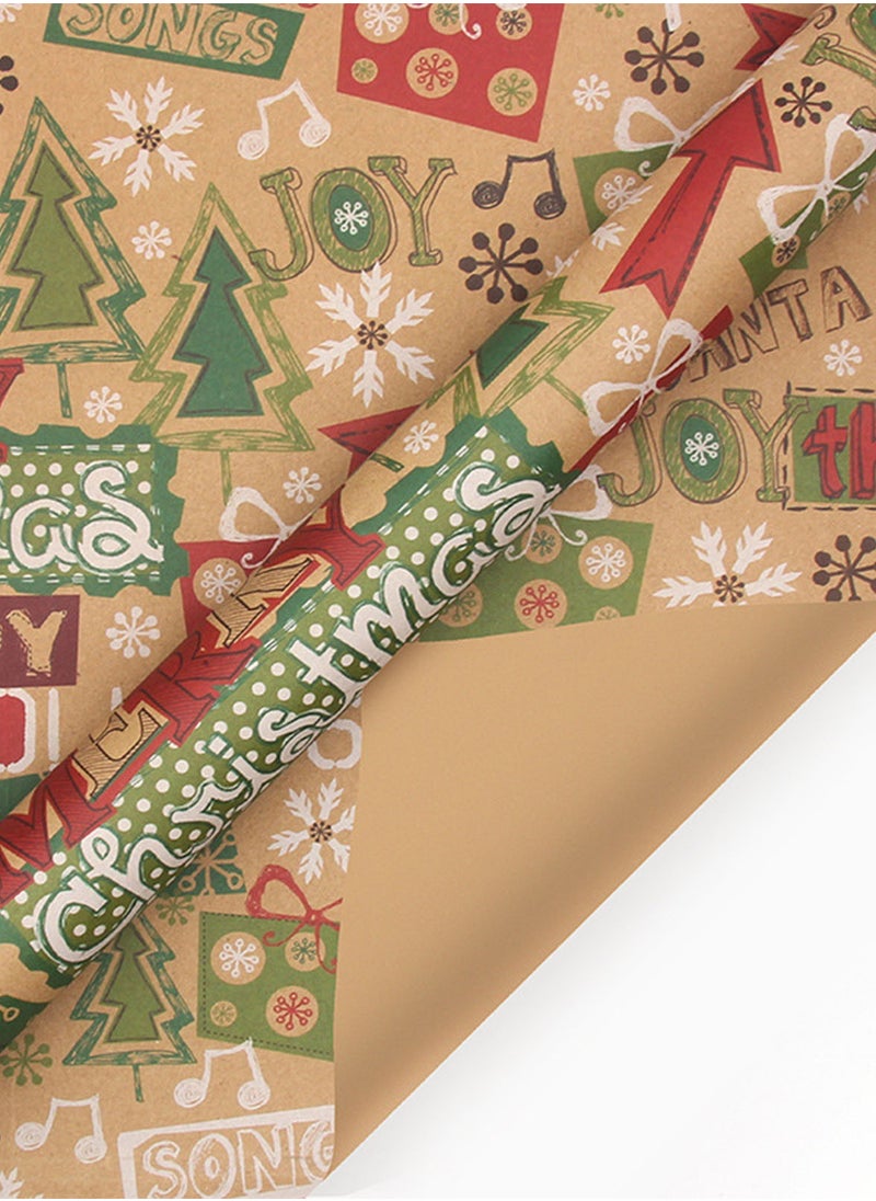 SINCHER - SINCHER 50 x 70 CM Wrapping Paper Set, 6 Sets of Kraft Vintage Wrapping Paper with String and Stickers for Birthday and Other Gift Wrapping (Holiday B) - Image 1
