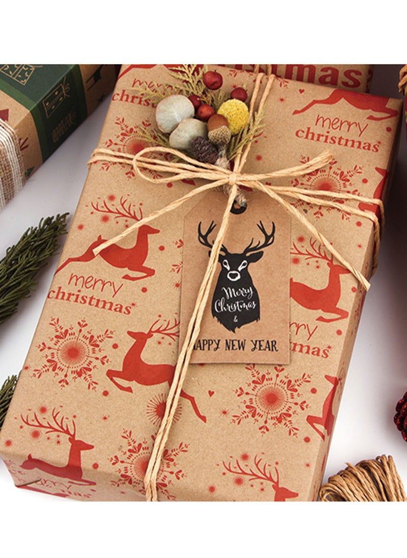 SINCHER - SINCHER 50 x 70 CM Wrapping Paper Set, 6 Sets of Kraft Vintage Wrapping Paper with String and Stickers for Birthday and Other Gift Wrapping (Holiday B) - Image 1