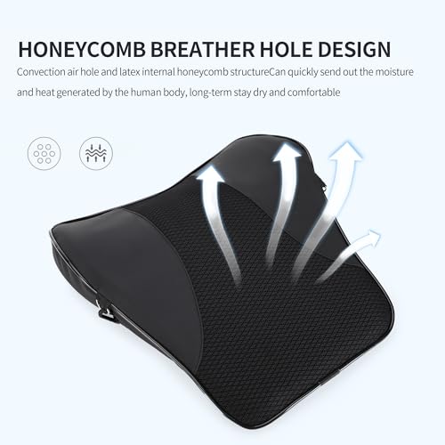 Ovyuzhen Lumbar Support and Car Neck Pillow for Office Chair and Car Seat ，Softness Memory Foam Erognomic Seat Cushion with Adjustable Strap，Comfortable Ergonomic Design (Black, Polyester) - Image 4