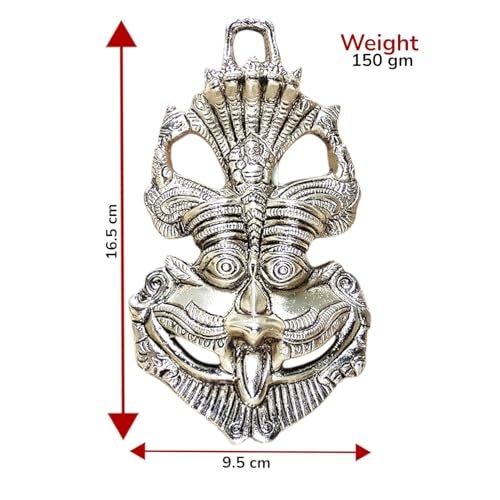 KridayKraft Metal Nazar Battu with Naag Ganesha for Nazar Suraksha (Evil Eye), Suraksha Kawach Mask for Home, Office, Wall & Door Hanging Decor Accessories, Vastu Showpiece (Silver) - Image 2