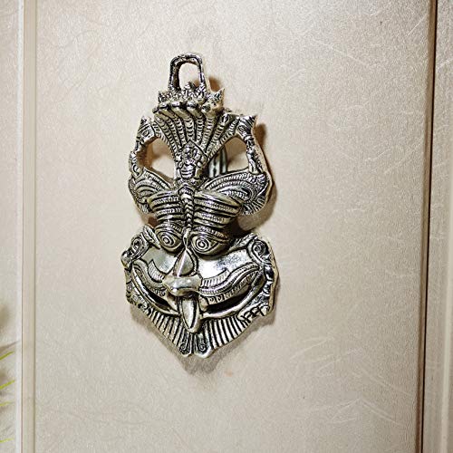 KridayKraft Metal Nazar Battu with Naag Ganesha for Nazar Suraksha (Evil Eye), Suraksha Kawach Mask for Home, Office, Wall & Door Hanging Decor Accessories, Vastu Showpiece (Silver) - Image 3