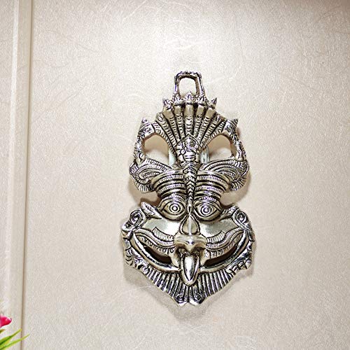 KridayKraft Metal Nazar Battu with Naag Ganesha for Nazar Suraksha (Evil Eye), Suraksha Kawach Mask for Home, Office, Wall & Door Hanging Decor Accessories, Vastu Showpiece (Silver) - Image 1