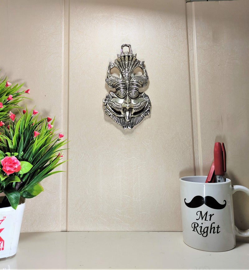 KridayKraft Metal Nazar Battu with Naag Ganesha for Nazar Suraksha (Evil Eye), Suraksha Kawach Mask for Home, Office, Wall & Door Hanging Decor Accessories, Vastu Showpiece (Silver) - Image 4