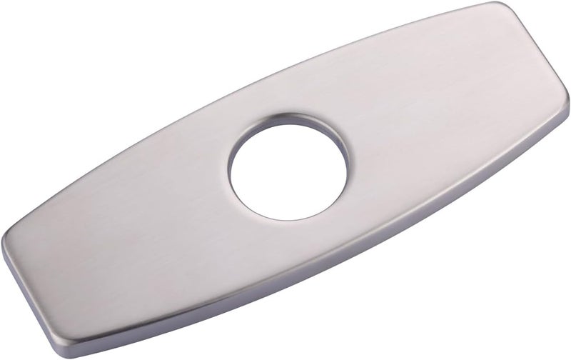 IVIGA Bathroom Faucet Escutcheons Brushed Nickel: 6 Inch Sink Hole Cover - Non-Leakge Deck Plate For Bathroom Faucet - Solid Faucet Base Plate for 1 or 3 Hole Bathroom Vanity Basin - 4" Faucet Cover Plate - Image 1