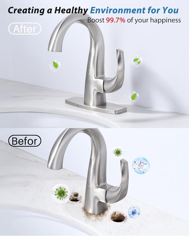 IVIGA Bathroom Faucet Escutcheons Brushed Nickel: 6 Inch Sink Hole Cover - Non-Leakge Deck Plate For Bathroom Faucet - Solid Faucet Base Plate for 1 or 3 Hole Bathroom Vanity Basin - 4" Faucet Cover Plate - Image 2