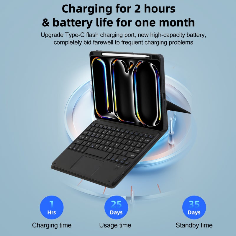 لوحة مفاتيغ مغناطيسية + غلاف لـ iPad iPad air iPad Pro11 بحجم 10.2/10.9/11 بوصة - غلاف لوحة مفاتيغ منفصلة مغناطيسي - Image 3