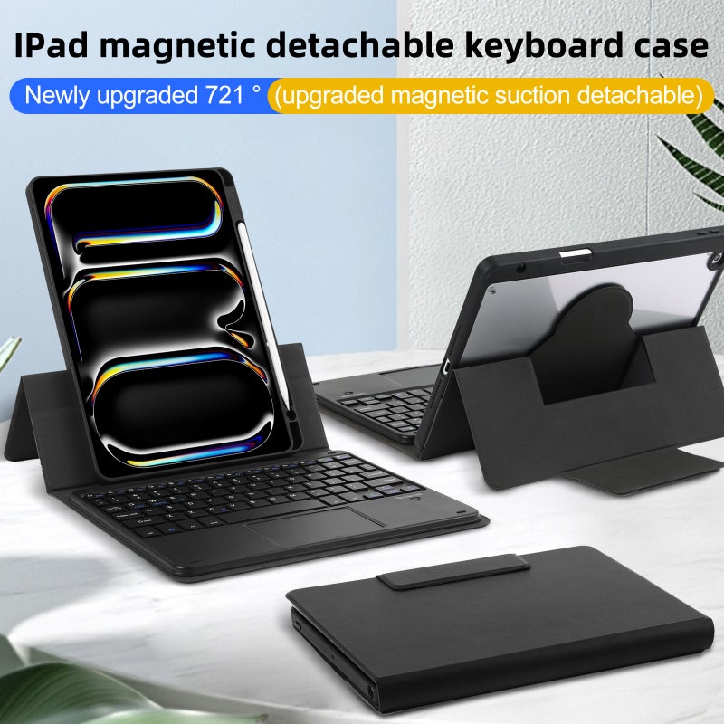 لوحة مفاتيغ مغناطيسية + غلاف لـ iPad iPad air iPad Pro11 بحجم 10.2/10.9/11 بوصة - غلاف لوحة مفاتيغ منفصلة مغناطيسي - Image 2