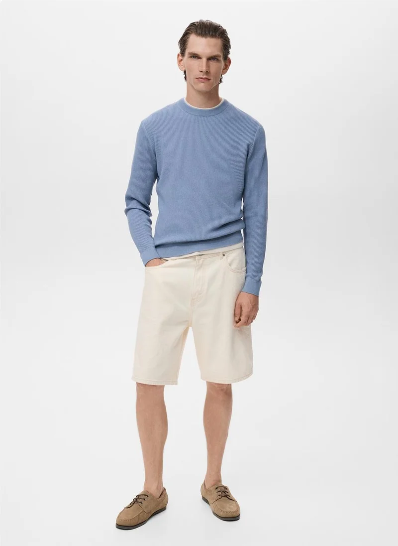 Mango Man Fine rib-knit cotton sweater