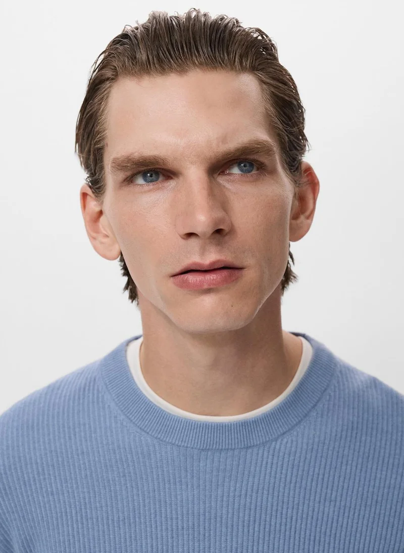 Mango Man Fine rib-knit cotton sweater