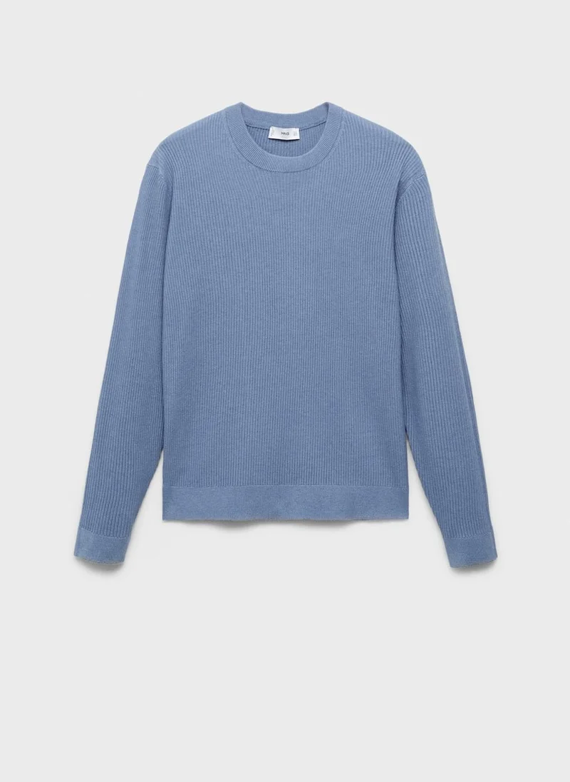 Mango Man Fine rib-knit cotton sweater