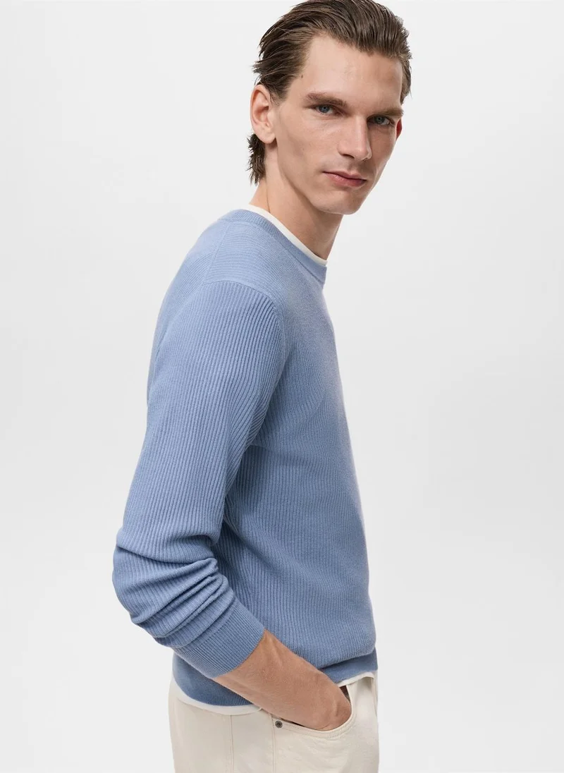 Mango Man Fine rib-knit cotton sweater