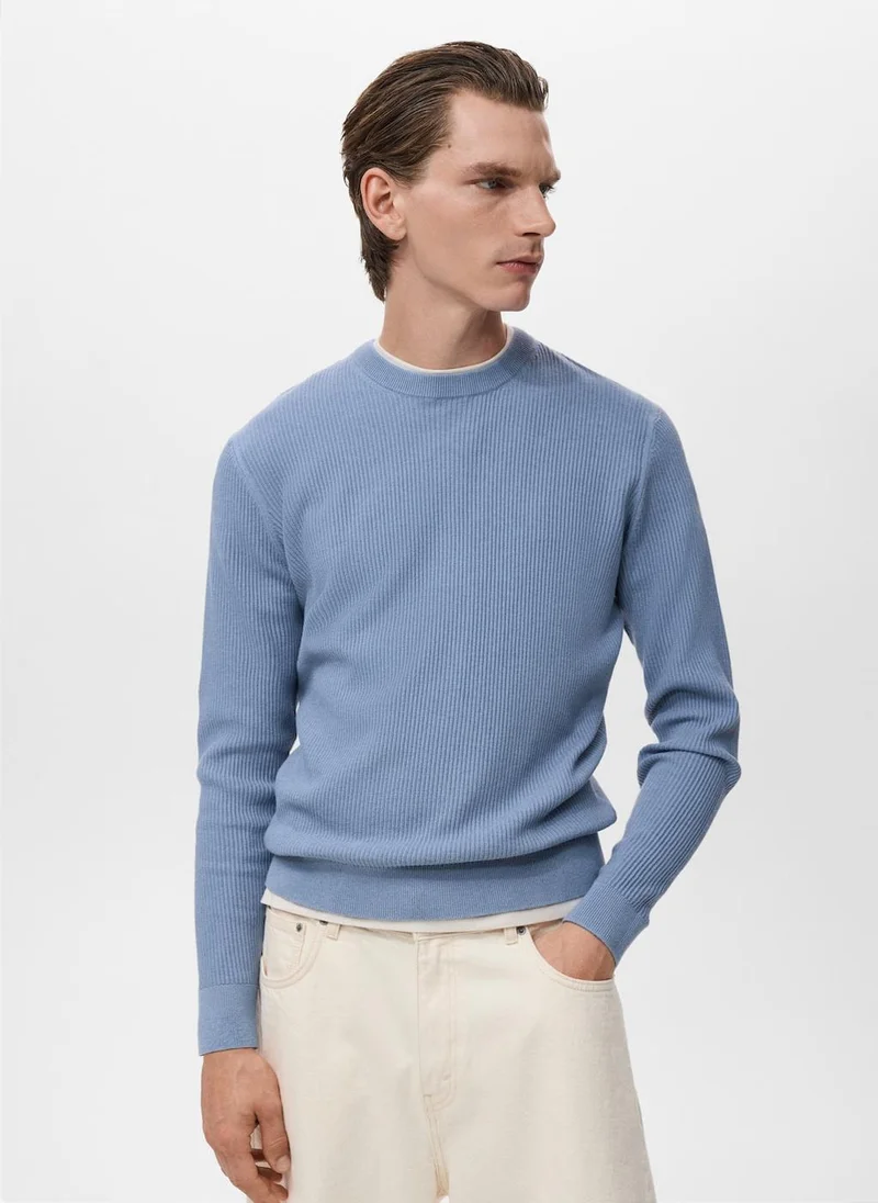 مانجو مان كنزة قطنية مضلعة ناعمة