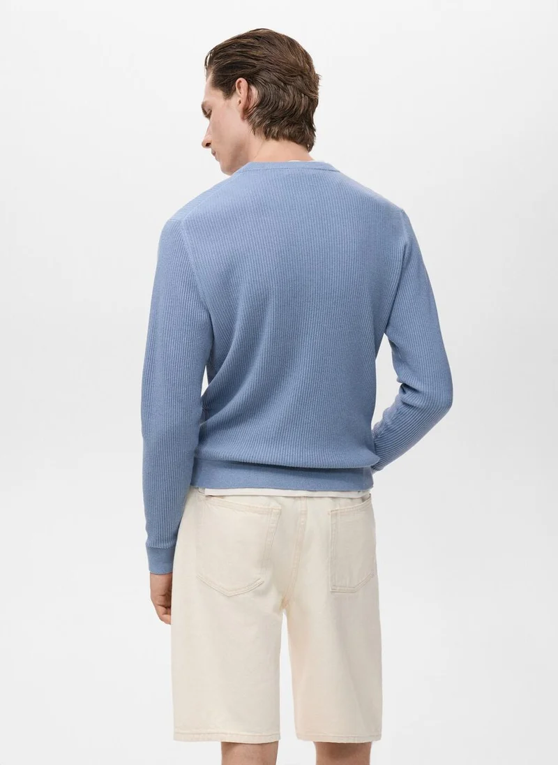 مانجو مان كنزة قطنية مضلعة ناعمة