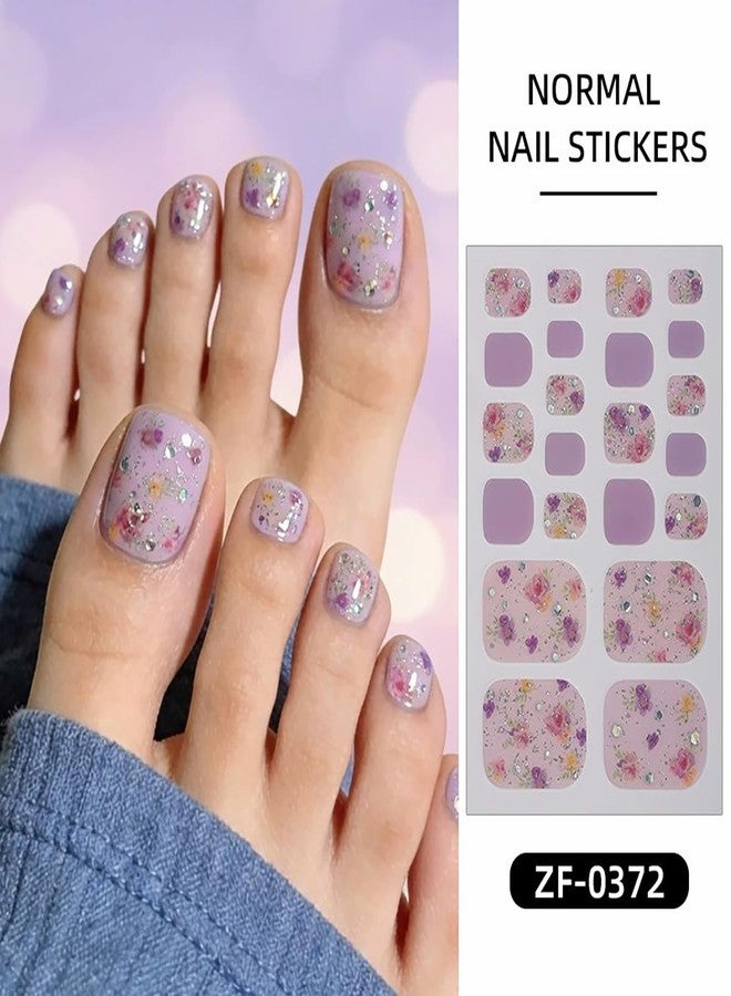 UCCASA Toe Full Nail Wraps Gel Nail Stickers, 5Pcs Glitter Floral Nail Full Wrap Full Cover Toenail Strips Wraps French Floral Butterfly Self-Adhesive Toe Nail Decals for Women Manicure Accessories Decor - Image 5