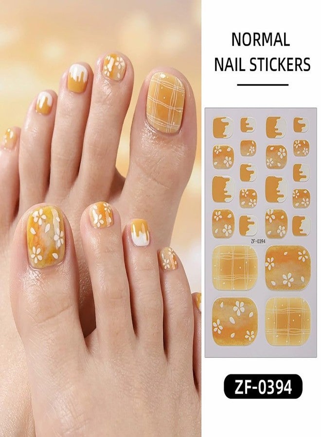 UCCASA Toe Full Nail Wraps Gel Nail Stickers, 5Pcs Glitter Floral Nail Full Wrap Full Cover Toenail Strips Wraps French Floral Butterfly Self-Adhesive Toe Nail Decals for Women Manicure Accessories Decor - Image 4