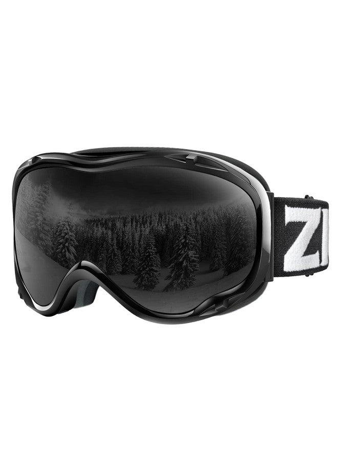 ZIONOR Lagopus Ski Snowboard Goggles Uv Protection Anti Fog Snow Goggles For Men Women Adult Youth Vlt 8% Black Frame Black Lens - Image 1