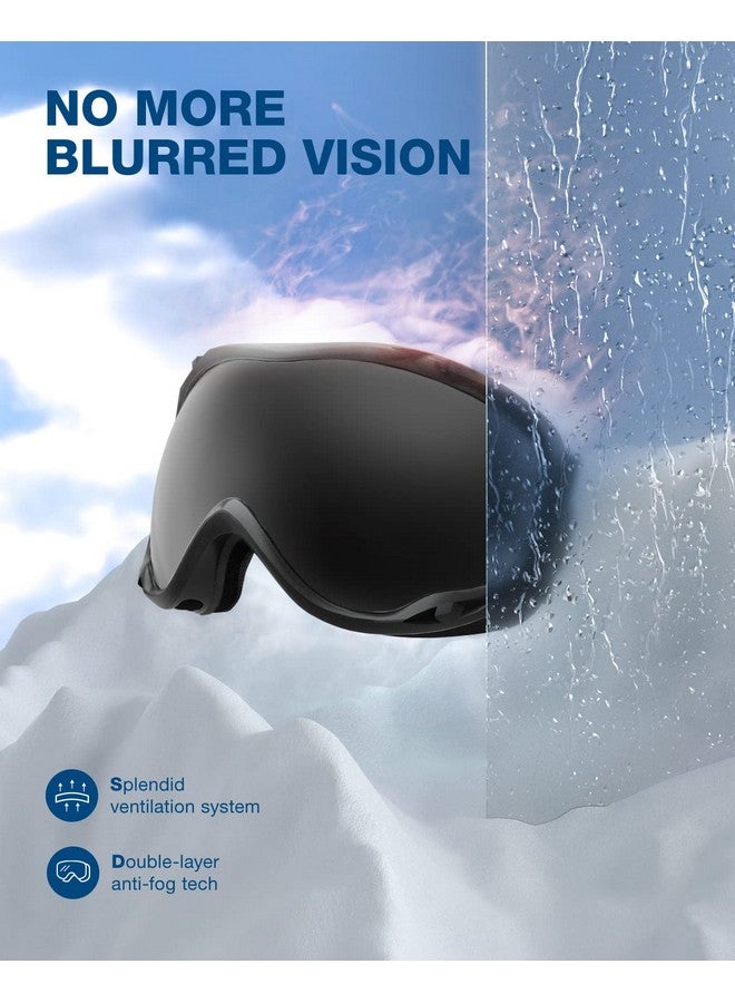 ZIONOR Lagopus Ski Snowboard Goggles Uv Protection Anti Fog Snow Goggles For Men Women Adult Youth Vlt 8% Black Frame Black Lens - Image 3