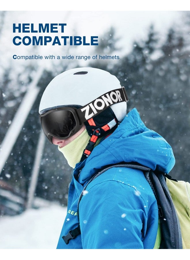 ZIONOR Lagopus Ski Snowboard Goggles Uv Protection Anti Fog Snow Goggles For Men Women Adult Youth Vlt 8% Black Frame Black Lens - Image 4