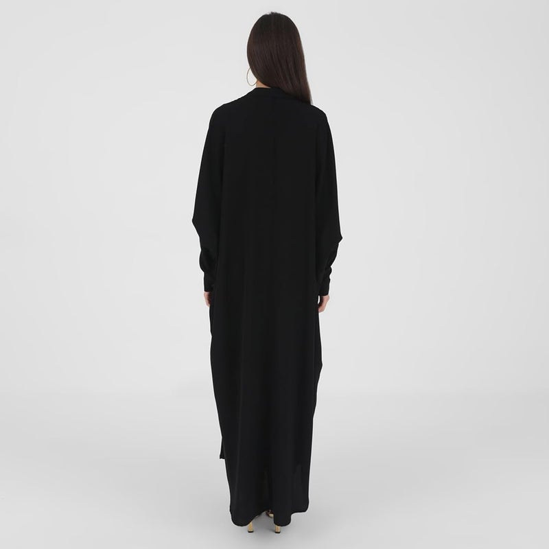 AWIBMK Women's Modest Black Abaya Dress with Batwing Sleeves - Image 4