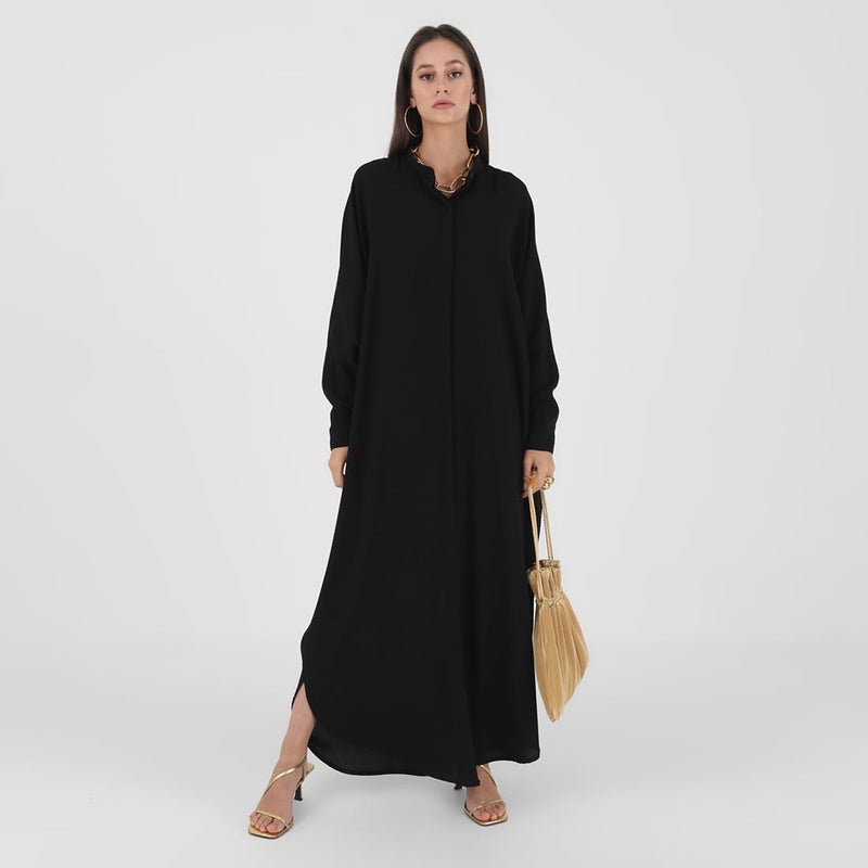AWIBMK Women's Modest Black Abaya Dress with Batwing Sleeves - Image 2