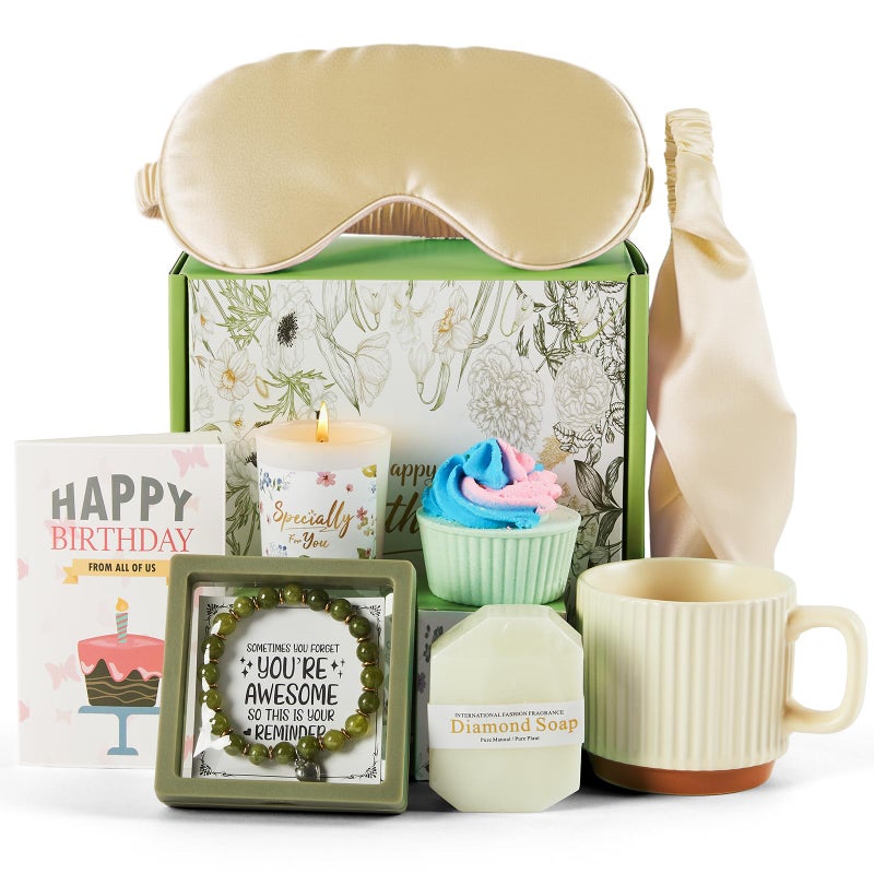 EVERMOW Mug Gift Birthday Gifts Set for Women, Spa Baskets Gift Box Unique Happy Birthday Gifts Ideas for Women Mom Her Friend Sister Wife Daughter Girlfriend Coworker, Ceramic Mug 12 OZ (Off-white) - Image 1