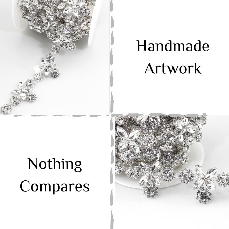 PEARLY JUN Rhinestone Trim Chain Sliver Applique Stringing Ribbon DIY Jewelry Wedding Party Bracelets Craft Bridal Bouquets Embellishment Accessories - Image 4