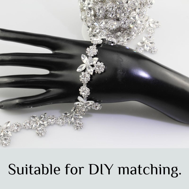PEARLY JUN Rhinestone Trim Chain Sliver Applique Stringing Ribbon DIY Jewelry Wedding Party Bracelets Craft Bridal Bouquets Embellishment Accessories - Image 5