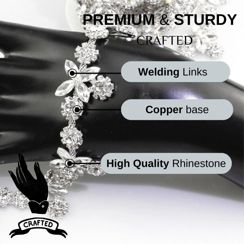 PEARLY JUN Rhinestone Trim Chain Sliver Applique Stringing Ribbon DIY Jewelry Wedding Party Bracelets Craft Bridal Bouquets Embellishment Accessories - Image 3