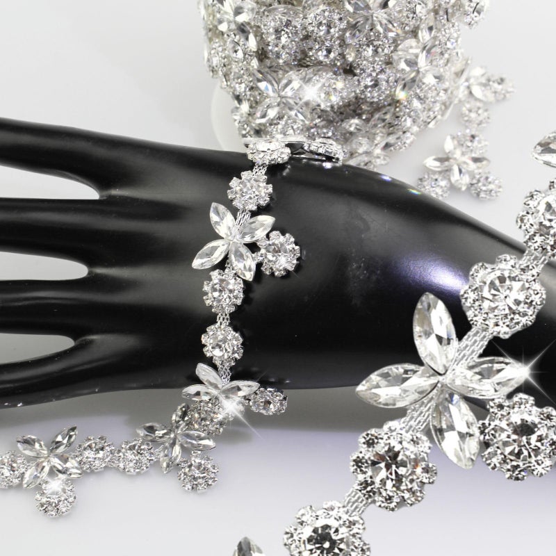 PEARLY JUN Rhinestone Trim Chain Sliver Applique Stringing Ribbon DIY Jewelry Wedding Party Bracelets Craft Bridal Bouquets Embellishment Accessories - Image 1