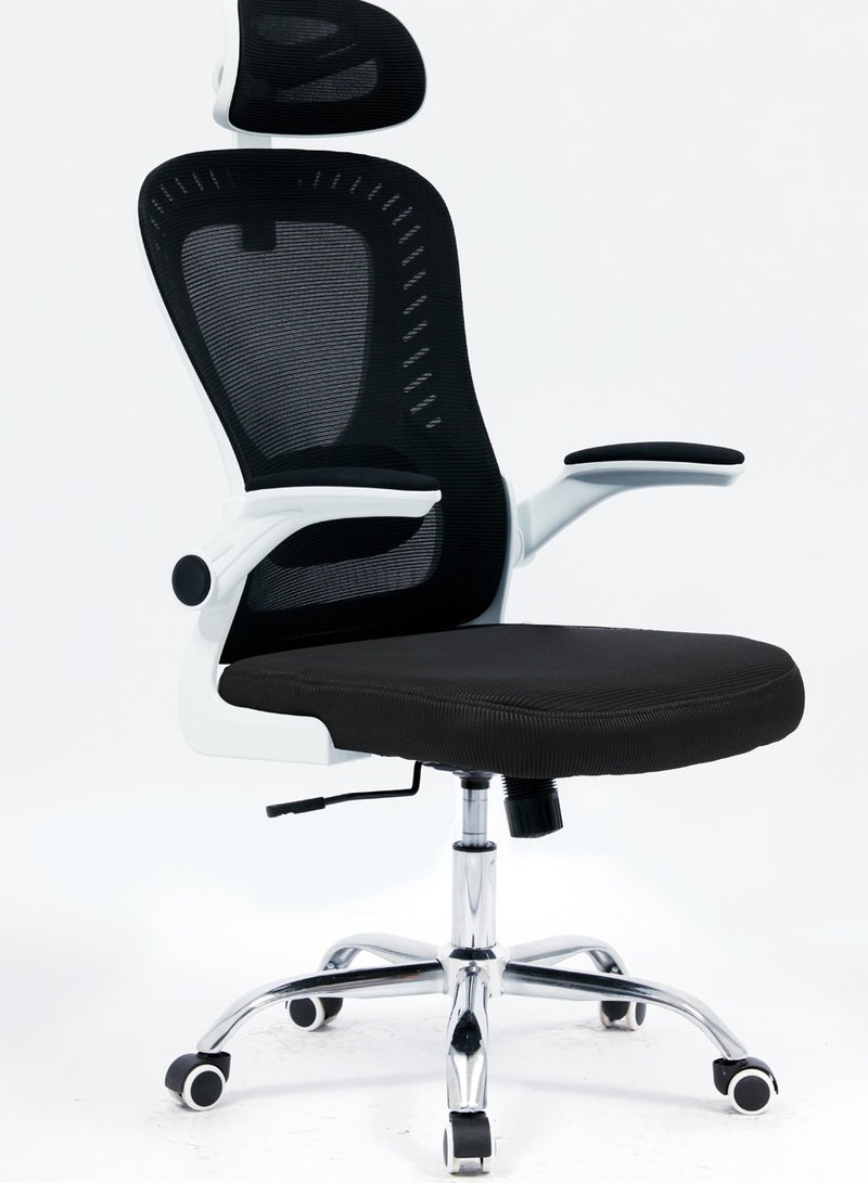 Multi Home Furniture Modern Office Desk Computer Chair High Back Breathable Mesh With Headrest Wheels And Armrests MH-6039-Black - Image 1