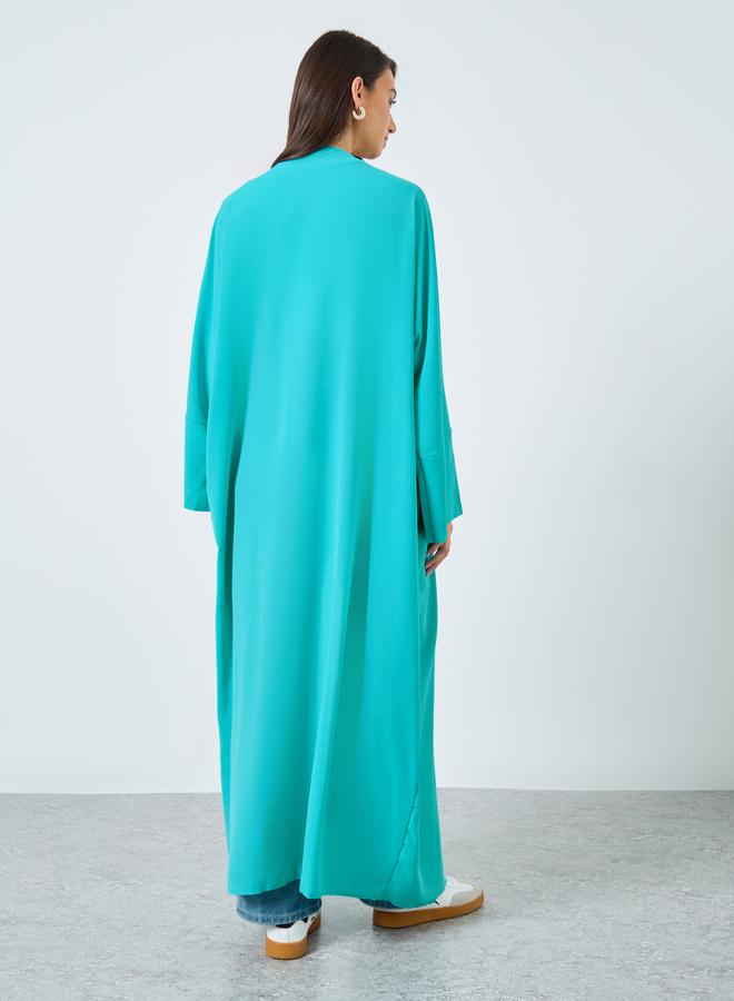 Take Two Styli Solid Open Front Batwing Sleeve Abaya - Image 5