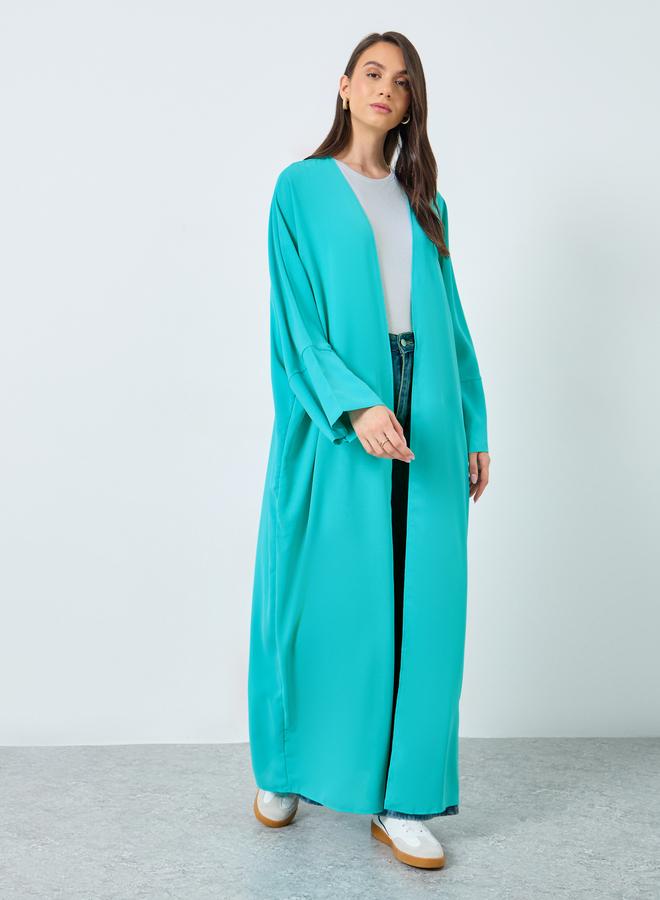 Take Two Styli Solid Open Front Batwing Sleeve Abaya - Image 1