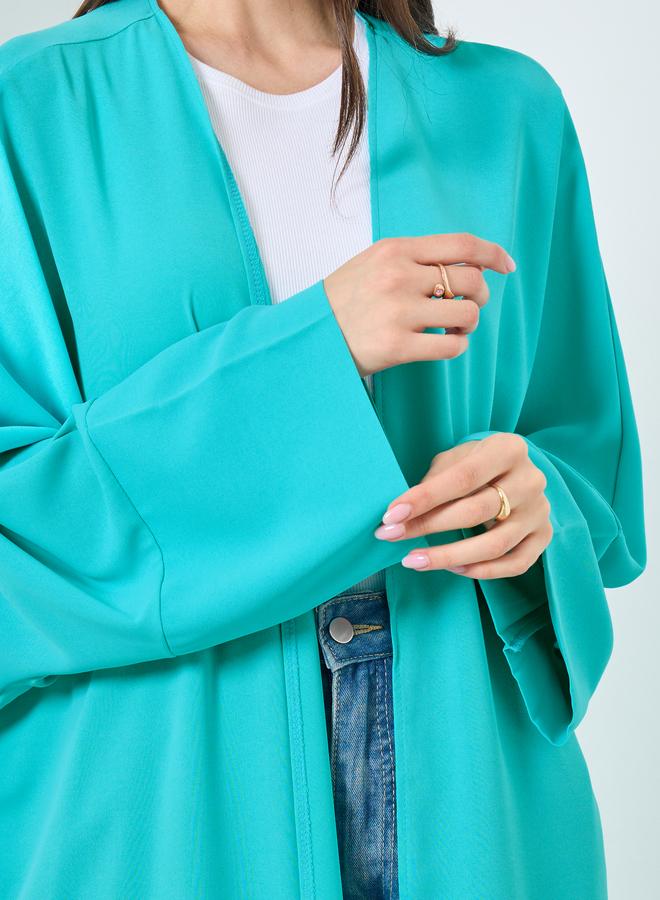 Take Two Styli Solid Open Front Batwing Sleeve Abaya - Image 4