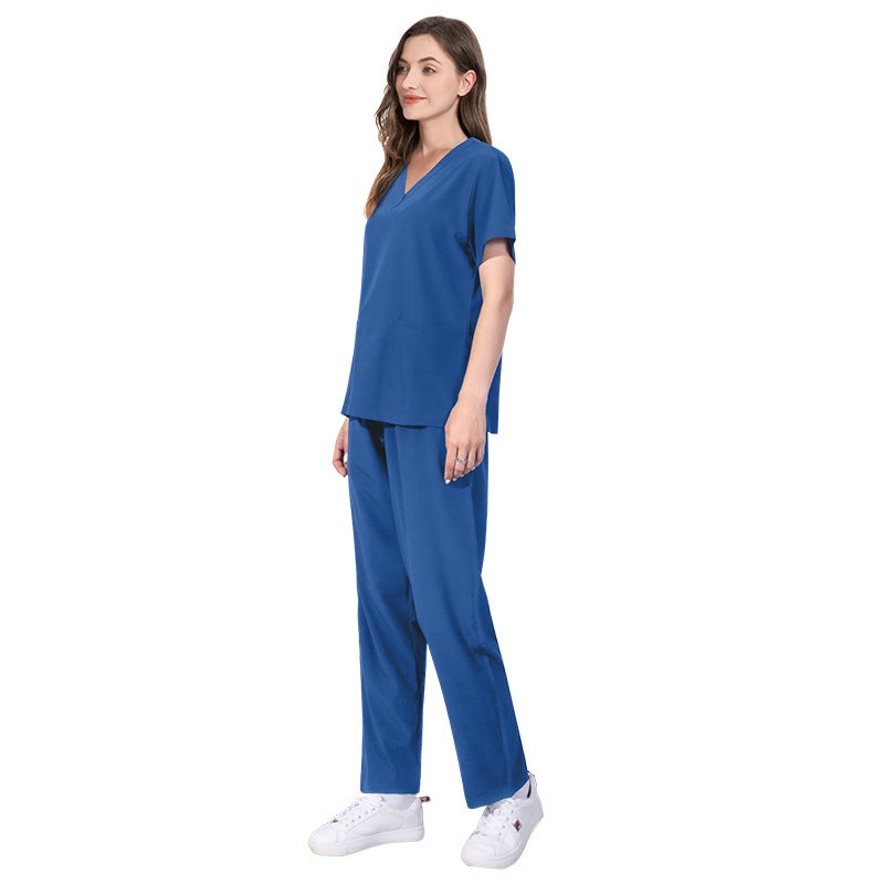 Elastic Quick-dry Scrub Set V-Neck Medical Nurse Uniform 42021 Royal Blue 