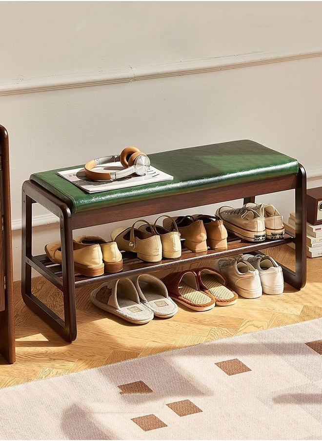GoldenLike Shoe Bench 2-Tier Shoe Storage Rack Wooden Shoe Cabinet Entryway Bench Shoe Organizer Storage Stool for Entryway Hallway Bedroom Living Room(Green 100cm)  - Image 1
