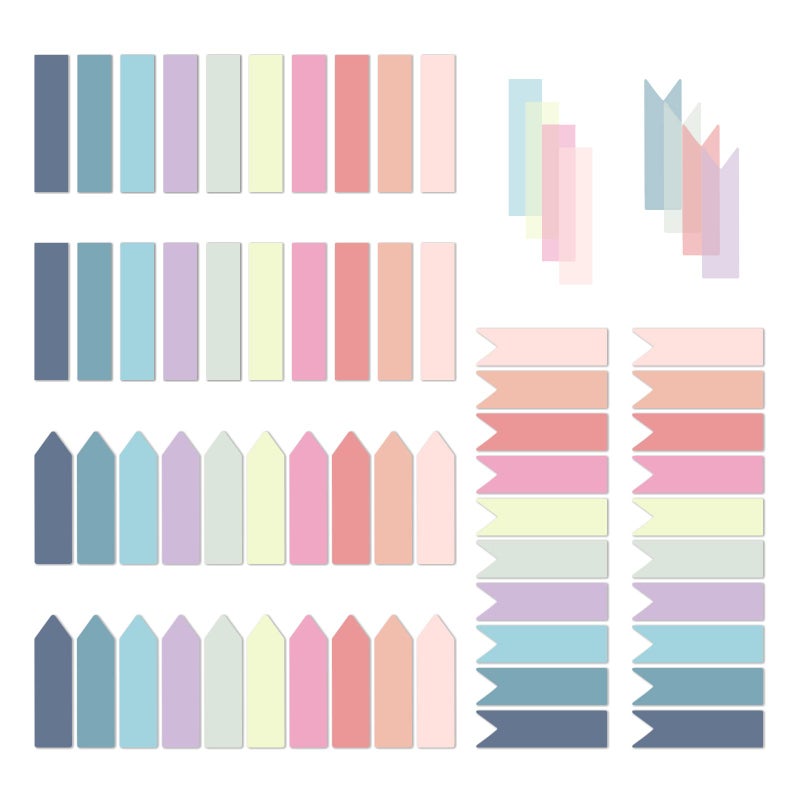 Temiary 1200 Pieces Transparent Sticky Index Tabs, Page Markers for Annotating, Translucent Morandi Arrow Flag Tab for Bookmarks Bible Tabs Notebook School Supplies - Image 1