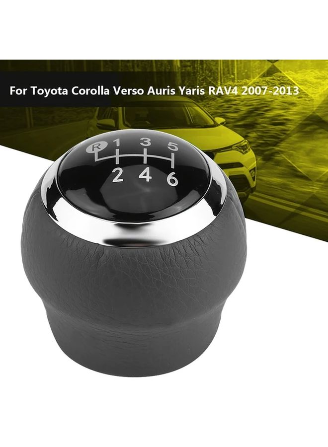 Black PU Leather 5 6 Speed Manual Car Gear Shift Knob Handball Shifter Stick - Image 1
