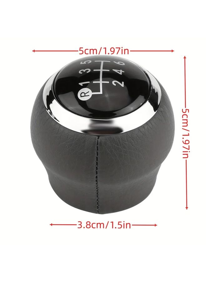 Black PU Leather 5 6 Speed Manual Car Gear Shift Knob Handball Shifter Stick - Image 2