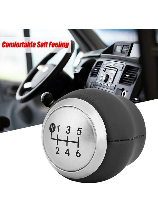 Black PU Leather 5 6 Speed Manual Car Gear Shift Knob Handball Shifter Stick - Image 4