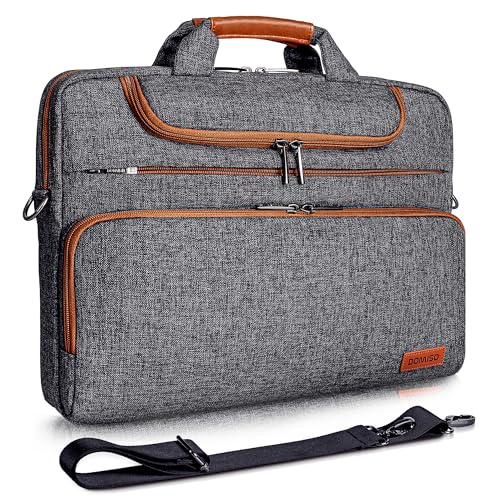 DOMISO 14 Inch Laptop Bag, Waterproof Business Briefcase Computer Messenger Shoulder Bag with Strap for Macbook Pro Air/Lenovo IdeaPad/Acer Aspire/HP/Dell XPS 15/ASUS/MSI, Dark Grey - Image 1