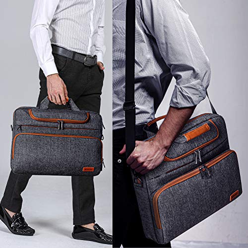DOMISO 14 Inch Laptop Bag, Waterproof Business Briefcase Computer Messenger Shoulder Bag with Strap for Macbook Pro Air/Lenovo IdeaPad/Acer Aspire/HP/Dell XPS 15/ASUS/MSI, Dark Grey - Image 2