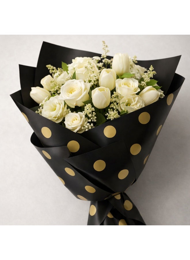 Si Bonne Premium Reserve Dotty Black Gold Gift Wrapping Paper 20 Sheets/Bag 58 x 58 cm - Image 2