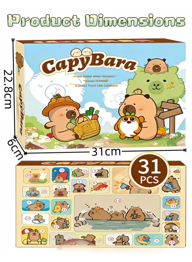 CityRiya-Long Capybara Themed Surprise Box 31PCS, Cute Kawaii Capybara Toys and Accessories Set, Merchandise Collectible Gift Box Blind with Fidget Toys, Stationery, Hair Accessories, Perfect Birthday and Holiday Gift for Kids (ST-46) - Image 2