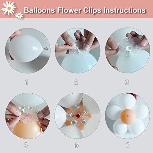 Haptda Boho Daisy Balloon Garland Retro Dusty Pink Blush Nude Light Pink Pastel Orange White Balloons Rose Gold Confetti Balloon Arch Kit for Baby Shower Wedding Birthday Party Decorations - Image 5