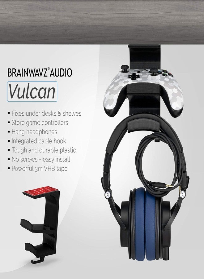 BRAINWAVZ The VULCAN - Under Desk Gamepad Controller & Headphone Hanger Holder Stand - Designed for XBOX ONE, PS4, PS3, PS5, Dualshock, Switch, PC, Steelseries, Steam & More - Image 2
