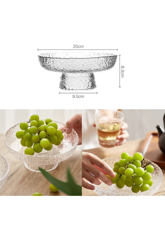 GuRiver Glass Fruit Bowl Fruit Basket for Kitchen Counter Clear Salad Bowl Decorative Pedestal Bowl for Table Decor Serving Bowl for Fruit Snacks Candy - Image 2